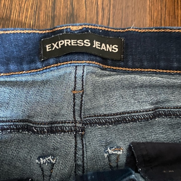 Express Mid Rise Dark Wash Skinny Jean Leggings 0 - Picture 5 of 12